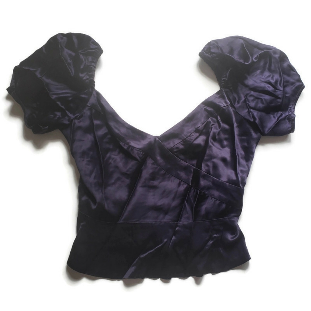 Urban Outfitter Purple Crop puff sleeve Top large